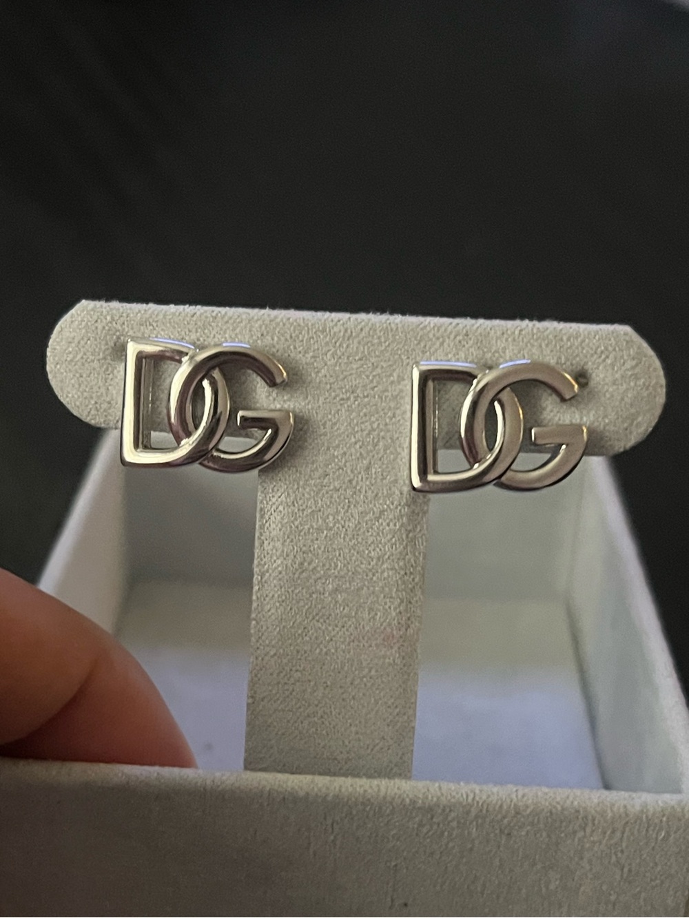 Dolce & Gabbana Silver DG Logo Stud Earrings